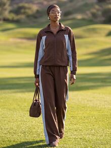 Zivah Women's Colorblock Zipper Front Jacket And Pants Sports Set - Multicolor - View 1
