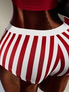 Amplova Women's Red & White Long T-Shirt & Fitted Shorts Sports Set - Red and White - View 9