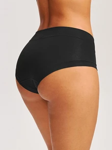 LUVLETTE 2-Pack Airy Cotton Mid Waist Briefs Waist Tummy Control Women Underwear Panties Set-Black - Multicolor - View 14