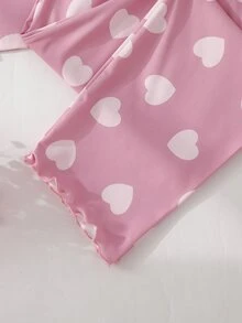 SHEIN Tween Girl Cute Pink Heart Print Long Sleeve Top And Long Pants 2 Pieces Loungewear Set - Baby Pink - View 7