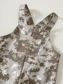 SHEIN Unisex Newborn Baby Boy/Girl Baby Boy 100% Cotton Casual Fashion Versatile Camouflage Denim Overalls Jumpsuit Cargo Pants, Baby Boy Clothing Set, Baby Boy Summer Outfit, Soft, Denim, Jeans - Multicolor - View 7
