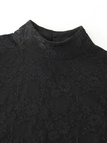 Balvessa Women's Lace Patchwork Slim Fit Versatile Casual Daily Blouse - Black - View 6