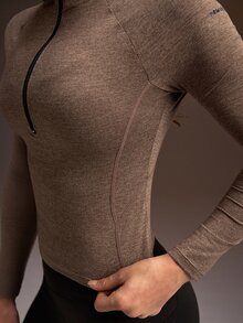 Powerista Women's Brown Black High Neck Long Sleeve Slim Fit Sports Sweatshirt - Brown - View 5