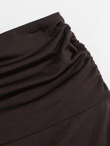 Sweetra Celana Panjang Wanita Model Baru dengan Detail Kerut di Pinggang, Potongan Lurus, Kasual, Cocok untuk Komuter, Modis, dan Serbaguna, Warna Cokelat Kopi. - Coffee Brown - View 6
