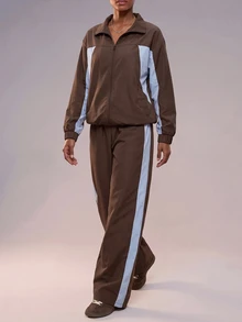 Zivah Women's Colorblock Zipper Front Jacket And Pants Sports Set - Multicolor - View 10
