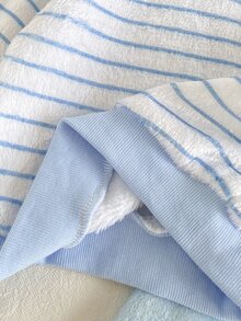SHEIN 2件組男嬰可愛藍白恐龍刺繡條紋長袖圓領加厚戶外冬季度假毛絨套頭衛衣褲套裝 - 淺藍色 - 查看 7