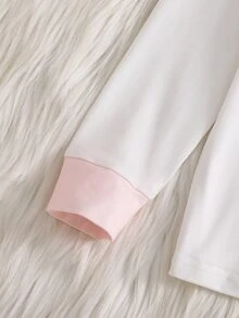 HELLO KITTY AND FRIENDS | SHEIN 女童春夏秋冬四季通用卡通圖案圓領長袖上衣與滿版印花長褲家居服套裝 - 白色 - 查看 5
