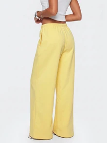 Avantive Women's European & American Hot Girl Style Daily Commute Drapey Loose Floor-Length Casual Sports Pants - Yellow - View 4