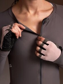 Powerista Atasan Bersepeda Wanita Lengan Panjang Raglan dengan Resleting Depan - Dark Grey - View 5