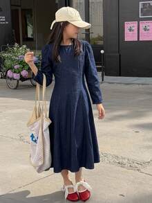 Dazy Kids 青少年女孩秋季服飾 牛仔吊帶裙 - 深色水洗藍 - 查看 2