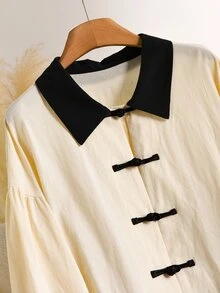 CosyJoli Plus Size Women's Colorblock Casual Versatile Daily Wear Shirt - Multicolor - View 4