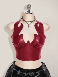 SHEIN ICON 大尺碼女款純色修身百搭休閒上衣 - 紅色 - 查看 6