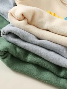 SHEIN 男女嬰兒 3套組 秋冬保暖內裡加厚可愛運動衫套裝，男嬰冬季套裝，運動服，街頭風 - 彩色 - 查看 8