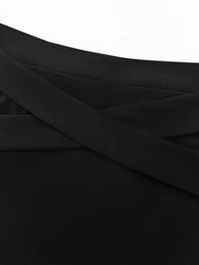 Velvienne Versatile Metal Buckle Decor Plus Size Women's Elegant Skirt - Black - View 5
