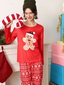 Chillnights Women's Cartoon Print Long Sleeve Top And Pants Casual Daily Home Sleepwear Set - Multicolor - View 6