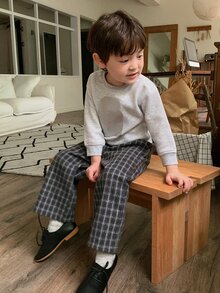 DAZY Baby Boys Plaid Loose Casual Korean Style Bottoms Fall - Grey - View 5
