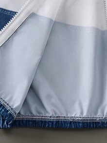 SHEIN 2件組男孩休閒丹寧效果數位印花連帽衫與長褲套裝，運動戶外秋季款，適合日常、學校、運動、外出等場合，時尚休閒 - 藍色 - 查看 8