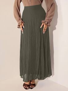 Veilorie Women's Elegant Commute Solid Color Skirt - Army Green - View 6