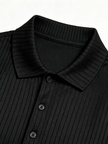 Gym Rark Men's Casual Sports Short Sleeve Slim Fit Polo Shirt - Black - View 3