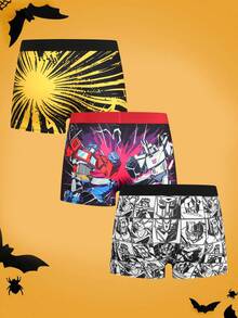 Notgurli Transformers X SHEIN Anime Youth Loose Fit Square Shorts 3-Piece Set - Multicolor - View 2
