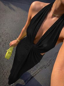 Firerie 女款性感露背掛脖度假洋裝 - 黑色 - 查看 7