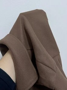 Solavon Women's Solid Color Lapel Neck Long Sleeve Casual Overcoat, Autumn/Winter - Brown - View 7