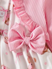 SHEIN 2 Pieces Fashion Leopard Print Baby Dress - Baby Pink - View 6