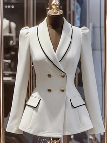 SHEIN Clasi Women's Colorblock Casual Commute Long Sleeve Blazer, Suitable For Autumn/Winter - Apricot - View 2