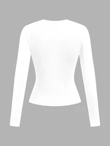 SHEIN EZwear 女款 3 件組圓領休閒修身長袖 T 恤，適合秋季 - 彩色 - 查看 8