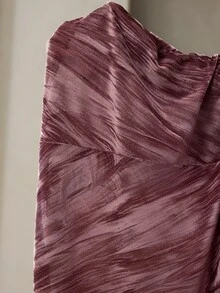 Veilorie فستان نسائي أنيق بتصميم عربي بياقة دائرية وأكمام واسعة وتصميم متقاطع عند الخصر - وردي - مشاهدة 8