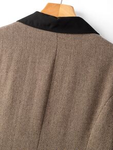 GlowEve CURVE Plus Size Women's Best-Selling Elegant Contrast Color Lapel Herringbone Blazer, Slimming Minimalist Fit With Metal Button Design, Suitable For Daily Versatile Commuting, Dating, Gathering, Slimming Single Wear Or Layering Outerwear - Multicolor - View 6