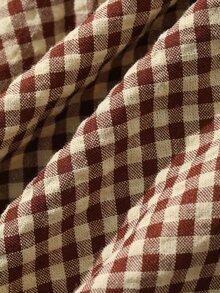 DAZY Blus Longgar Motif Kotak-kotak Lengan Panjang dengan Hiasan Rumbai di Bagian Bawah, Atasan Kasual untuk Liburan Musim Semi dan Gugur untuk Wanita - Coklat - View 3