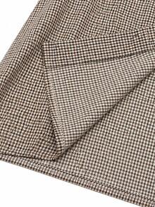 Juhart Vintage Houndstooth Long Sleeveless Plus Size Lapel Single-Breasted Flattering Trench Coat - Multicolor - View 7