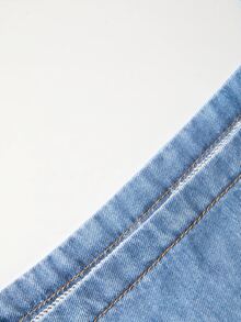 GlowEve 女款方領短袖撞色優雅牛仔洋裝 - 彩色 - 查看 3