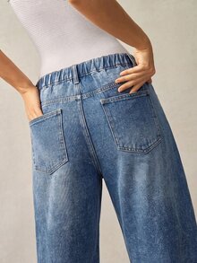 Bohemela Plus Size Women's Pocket Rhinestone Curved Leg Casual Denim Jeans Fall Clothes For Women - Medium Wash - View 2