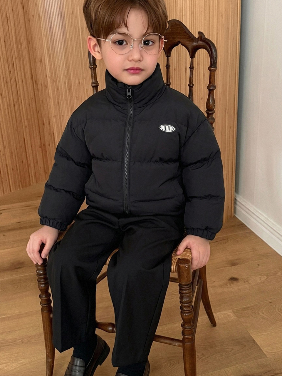 Stand Collar Thick Padded Coat, Autumn/Winter Long Sleeve Basic Regular Fit Young Boys Padded Coat