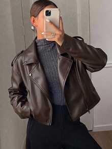 DAZY New Autumn Loose Casual Women's Trench Coat Style Jacket - Coffee Brown - View 3