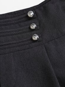Sweetra Fashionable Versatile Commute Solid Color Wide Leg Suit Pants - Black - View 4