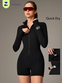 OutZeal One-Piece Women Outdoor Black Jumpsuit Gym Cycling Yoga Quick-Dry Bra-In Feature Watch Window Romper - Black - View 1