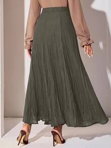 Veilorie Women's Elegant Commute Solid Color Skirt - Army Green - View 2