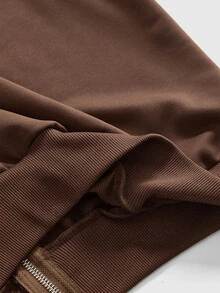 ROMWE Grunge Punk Women's Vintage Y2K Vine Cross Punk Open Front Loose Sweatshirt - Coffee Brown - View 6