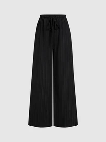 Sweetra Women's Elegant High-End Comfortable Drape & Casual Versatile Commute Relaxed Feel & Drawstring Two-Tone 2 Pieces Set Long Pants - Multicolor - View 4