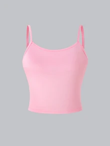 SHEIN 青少年女孩 3 件套秋季套裝：豹紋拉鍊連帽外套 + 粉色細肩帶背心 + 鬆緊寬腿長褲，酷感日常穿搭 - 粉色 - 查看 4