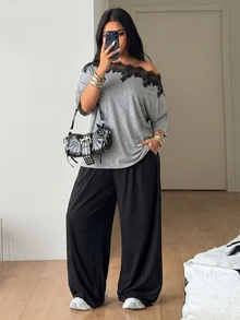 Coolane 女款大尺碼春夏季極簡街頭風基礎日常穿著外出運動舒適款 - 灰色 - 查看 3