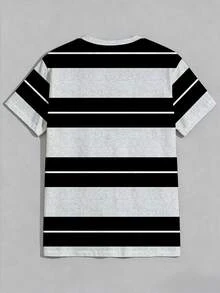 Sorvial Men's Casual Color Block Striped Short Sleeve T-Shirt - Grey - View 2