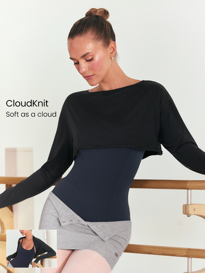 GLOWMODE Cloudknit Double Time 2-Way Wear Long Sleeve Regular Fit Cover-Up With Thumbholes Ballet Barre Studio Daily Casual
