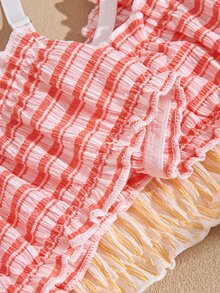 Lullawish Bra Wanita Set 2 Potong Motif Garis-Garis Blok Warna Nyaman Gaya Kasual Muda - MultiWarna - View 5