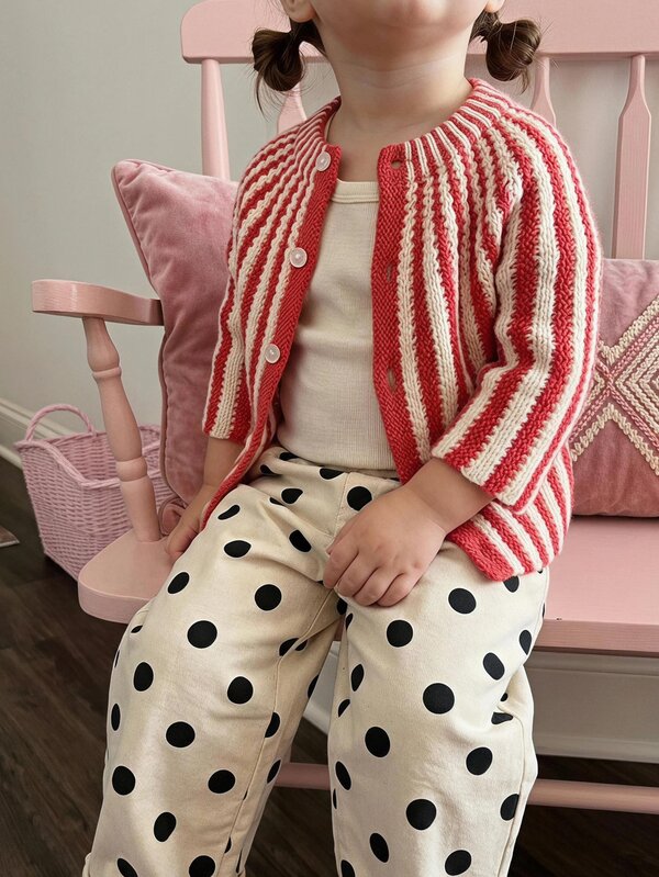 SHEIN Babygirl Casual Vacation Cute Versatile Red & White Plaid Elastic Waist Long Pants White Denim Polka Dot Black And Beige All Season Comfy