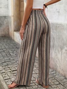 Brillora Women's Spring/Summer Elegant Romantic Vacation Elastic Waist Long Pants - Apricot - View 2