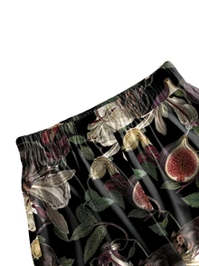 ROMWE Grunge Punk Dark Punk Vintage Floral Pattern Wide Leg Pants - White - View 3